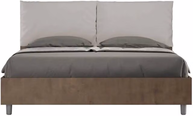 Letto matrimoniale contenitore doppia alzata 160x200 Noce cuscini similpelle tortora Egos Antea