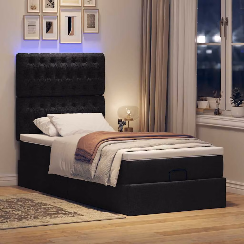 Maison Exclusive - Pouf Letto con Materasso e LED Nero 80x200cm in Tessuto