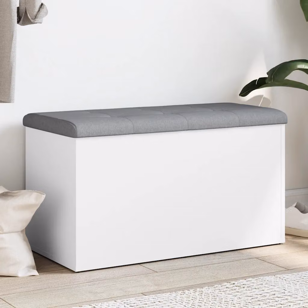 Panca contenitore moderna vidaXL in legno MDF, colore bianco e grigio, L: 82 cm, P: 42 cm, H: 45 cm