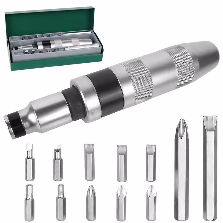 Omgoods - Set di cacciaviti da 13 pezzi - Avvitatore a impatto - Per viti arrugginite/congelate - Design antiscivolo - Custodia portaoggetti - Acciaio cromo-vanadio - Cacciaviti