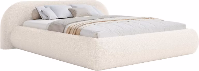 Selsey Shels Low – Letto imbottito 140x200, bouclé, crema
