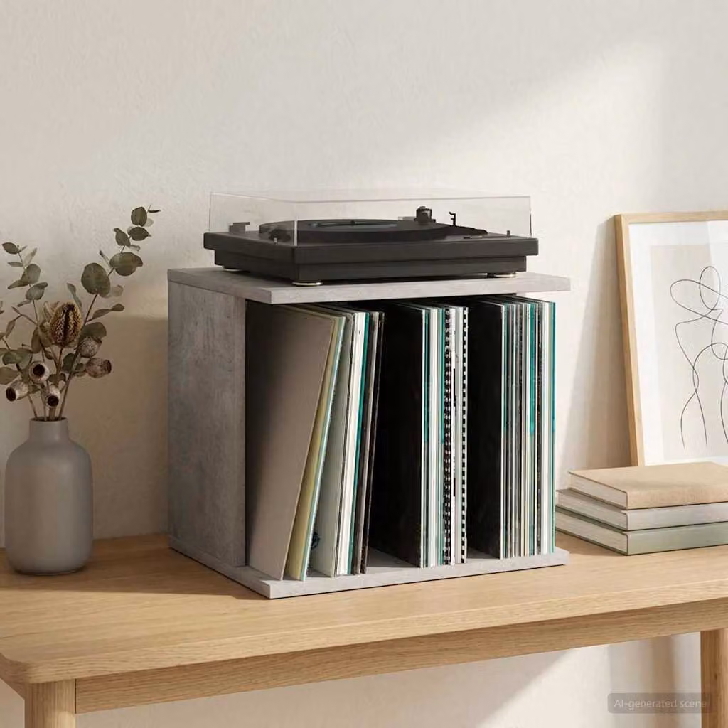 vidaXL Contenitore per dischi in vinile moderno Grigio opaco L: 42 cm, P: 33 cm, H: 36 cm