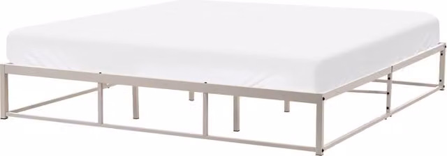 Letto matrimoniale con struttura in metallo, a doghe doppie integrate, senza testiera 180 x 200 cm beige chiaro stile moderno industriale