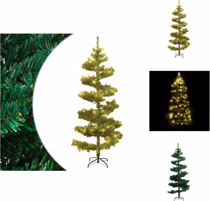 vidaXL Albero di Natale a spirale con luci e supporto verde 180 cm - Alberi di Natale