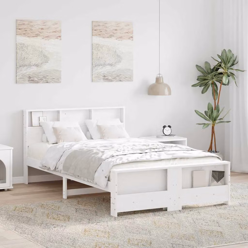 Struttura del letto vidaXL in legno di pino massiccio bianco L 120 x P 200 cm