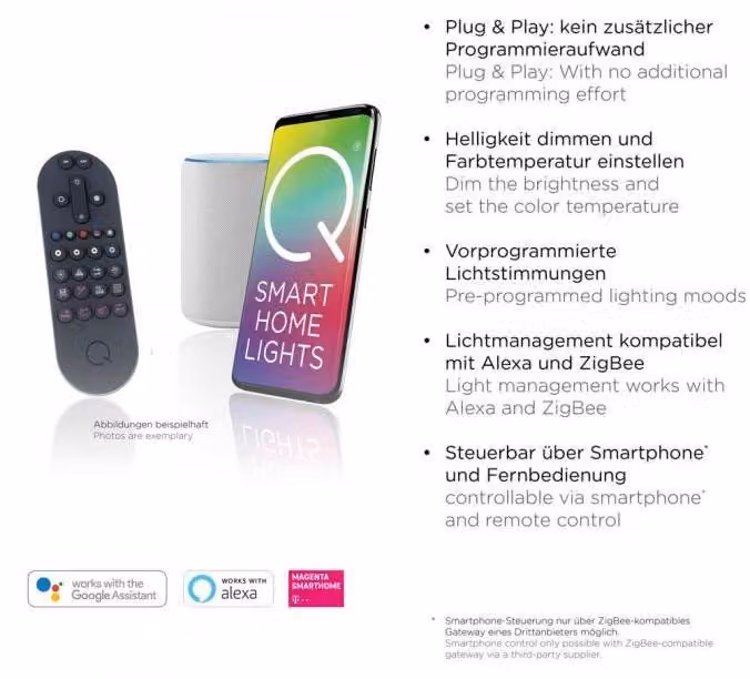 Lampada a sospensione a LED PAUL NEUHAUS Q-KALINA, bianca, dimmerabile, compatibile con la domotica tramite app ZigBee, RGB/2700-5000K, cod. art. 6505-16