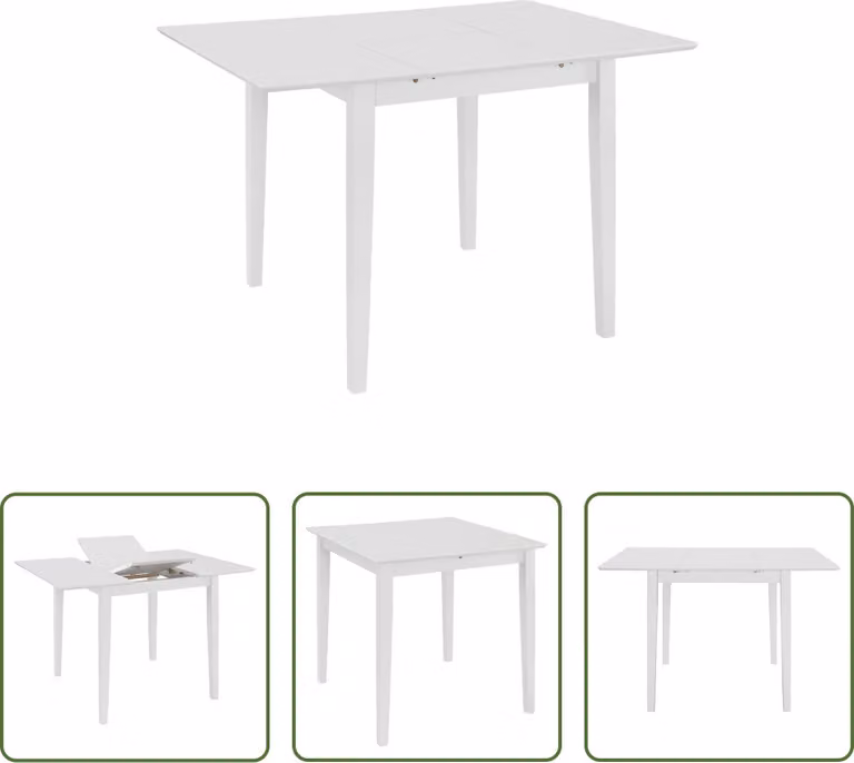 The Living Store Tavolo da pranzo allungabile bianco (80-120)x80x74 cm MDF