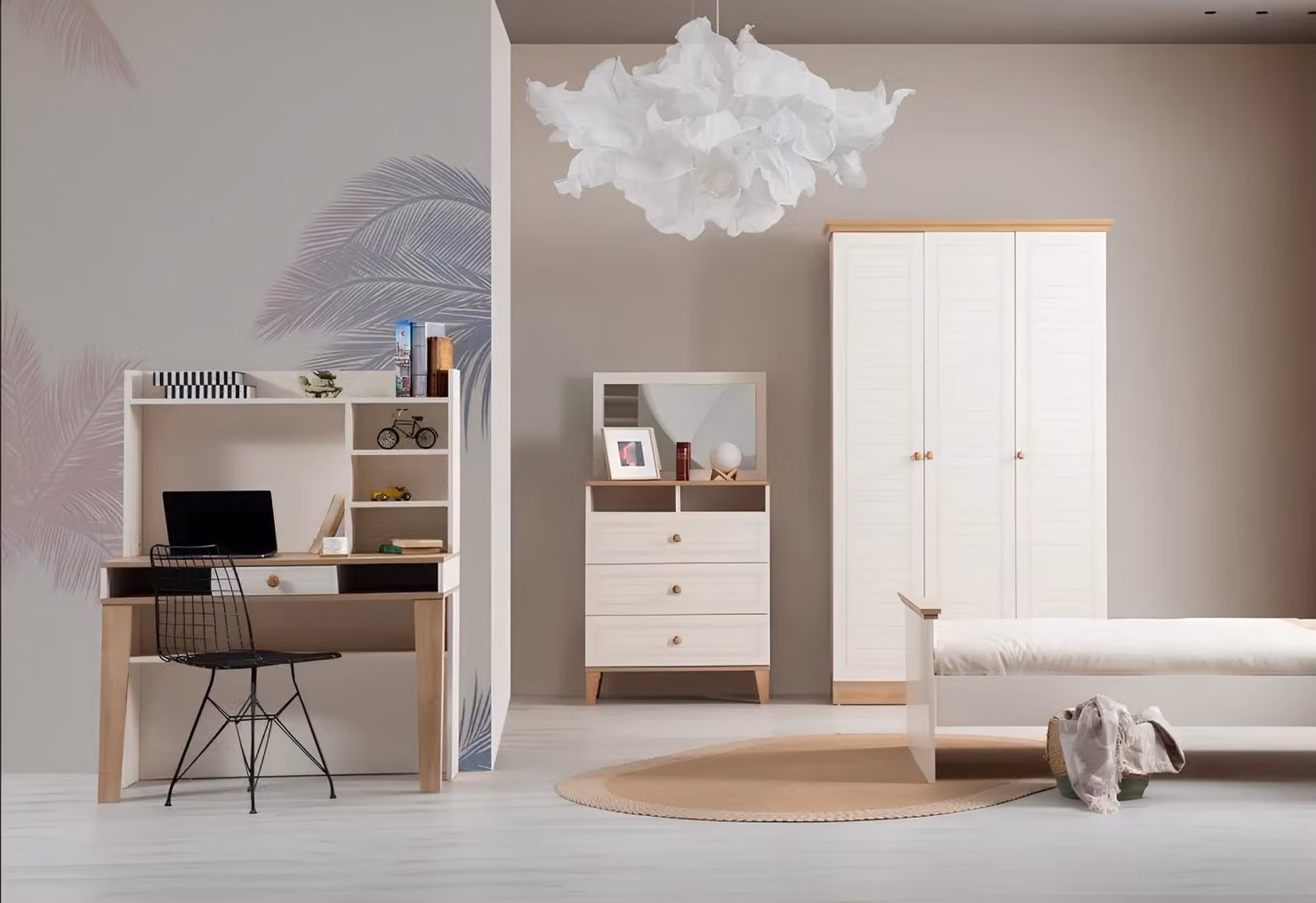 Beige Schlafzimmer Garnitur Moderner Schminktish Schrank Holztisch