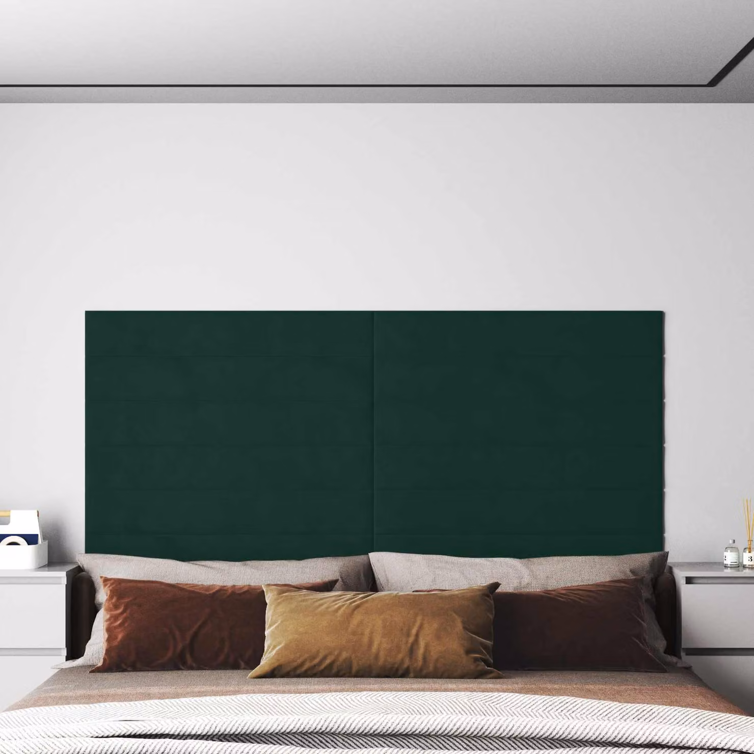 Testiera da parete vidaXL in velluto verde scuro, set di 12 pannelli imbottiti moderni per camera da letto