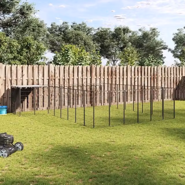 Gabbia per cani vidaXL in metallo resistente alle intemperie, colore nero e grigio – 1