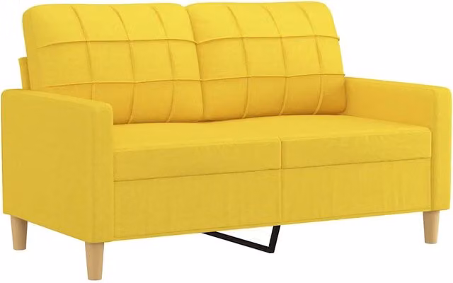 Divano moderno da soggiorno in tessuto giallo con struttura in metallo DESIGN IN L: 138 cm, P: 77 cm, H: 80 cm