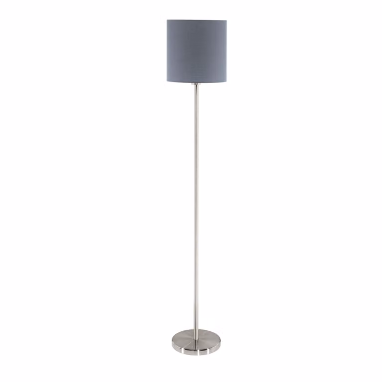Lampada da terra Pasteri 158cm con paralume in tessuto grigio