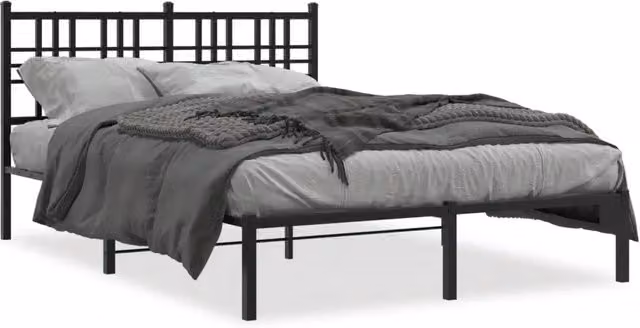 Letto matrimoniale con testiera in metallo nero L/P/H: 140 x 190 x 90 cm