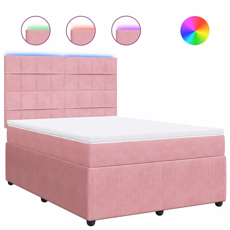Giroletto a Molle con Materasso Rosa 160x200 cm in Velluto
