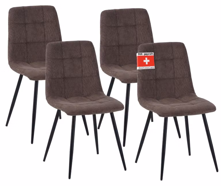 Set di 4 sedie per sala da pranzo Albatros BORA marrone - Comoda sedia imbottita per un design moderno ed elegante al tavolo da pranzo - Sedia da cucina o da sala da pranzo con elevata capacità di carico fino a 110kg