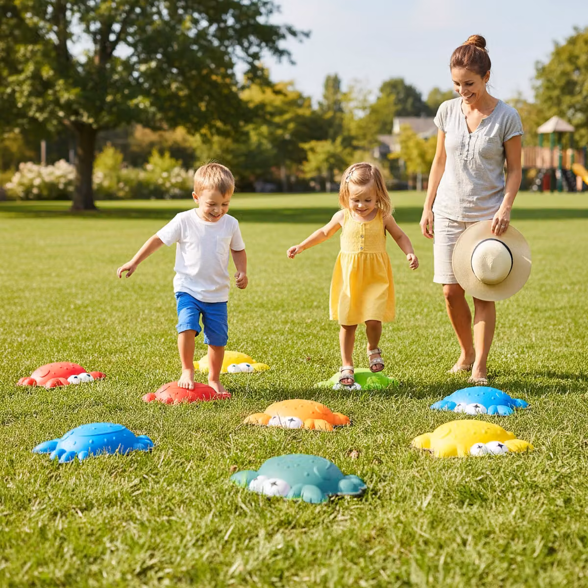 Costway Set di 9 Blocchi Sensoriali Antiscivolo Multicolore per l'Equilibrio e la Coordinazione Motoria dei Bambini