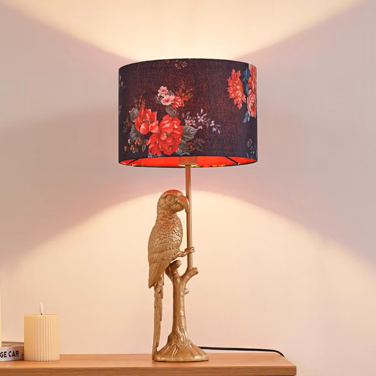 Lampada da tavolo Marula Lindby, Ottone / Oro, Soggiorno / Sala da pranzo, Tessuto / Stoffa / Seta, Moderno, Lampada da tavolo