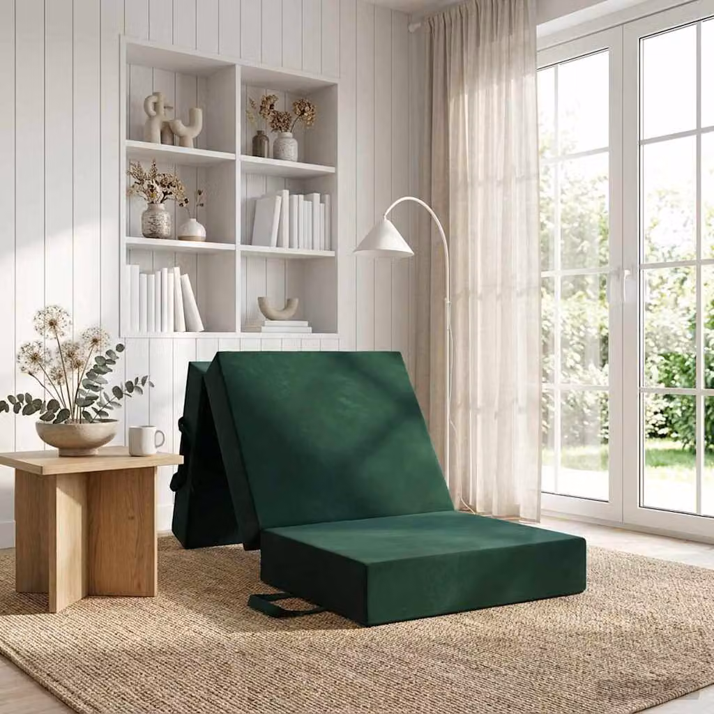 vidaXL Divano Letto Pieghevole Moderno Verde Scuro L: 190 cm, P: 75 cm, H: 45 cm