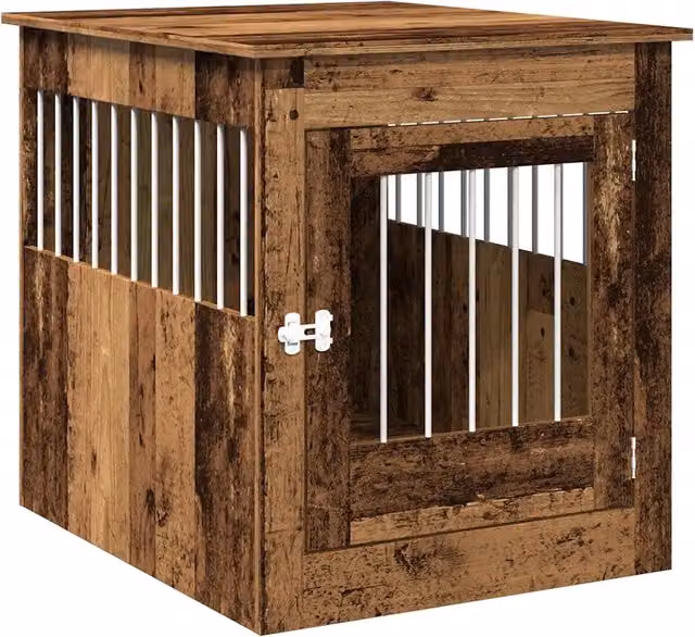 Gabbia per cani in legno multistrato e metallo color marrone stile rustico CFW2505885 – 1