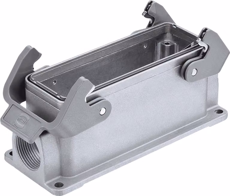 HARTING Han 24B EMC Base bassa, 2xM25 uscita cavo laterale, con 2 staffe trasversali Viti EMC M25