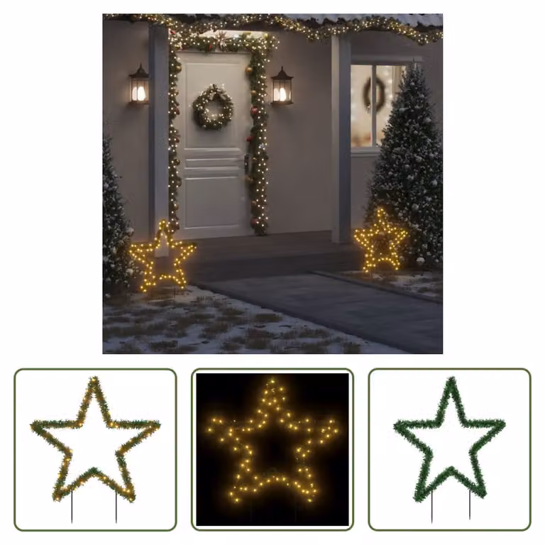 Stella di Natale The Living Store con punte a terra e 80 LED 60 cm