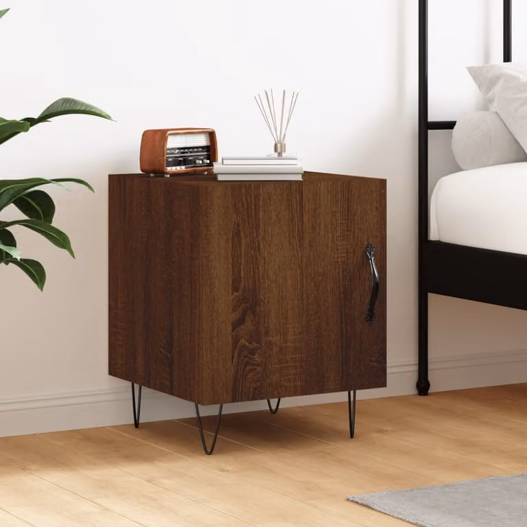 Comodino moderno vidaXL in legno rovere marrone, sospeso a parete, L 40 cm x P 40 cm x H 50 cm