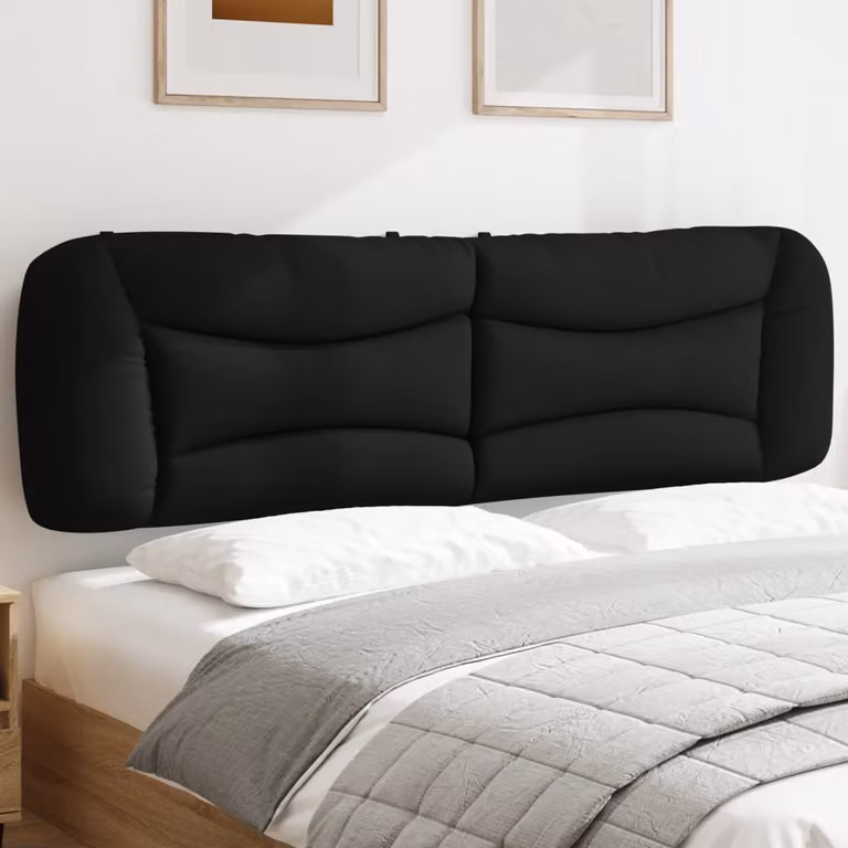 Testiera per letto vidaXL Hvar in similpelle nera, modello imbottito a parete, L: 203 cm