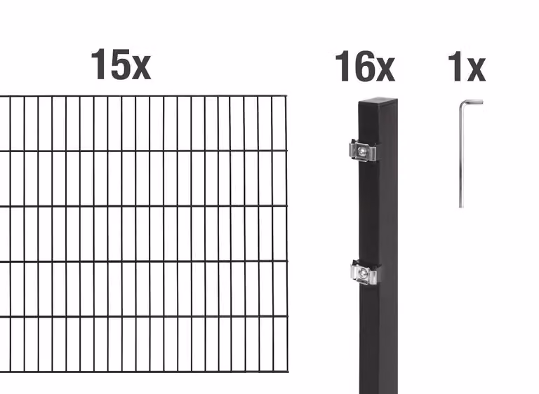 Recinzione a doppia barra Alberts 628161, set completo da 32 elementi, nero opaco, altezza 120 cm, lunghezza 30 m