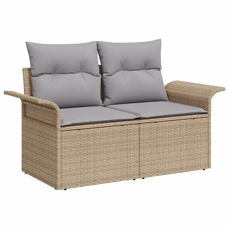 Set Divano da Giardino Moderno vidaXL 6 Pezzi Beige con Cuscini e Tavolino in Rattan e Metallo