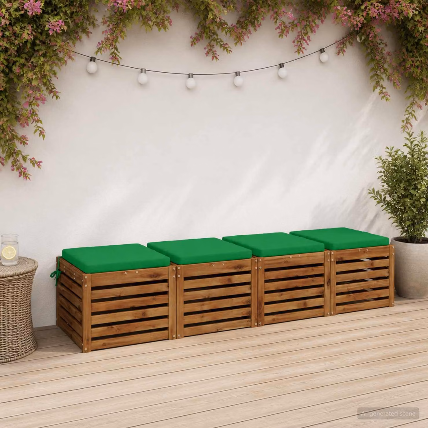 Set di 4 cuscini per sedia vidaXL SOEST in poliestere verde con rivestimento lavabile e resistente ai raggi UV
