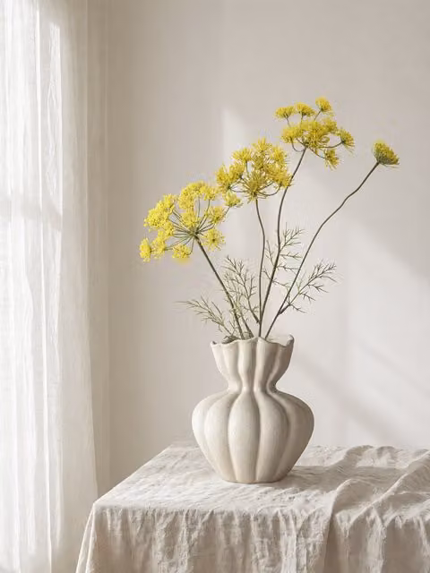 Fiore artificiale giallo girasole in tessuto e ceramica Kenay Home stile orientale per decorazione da tavolo