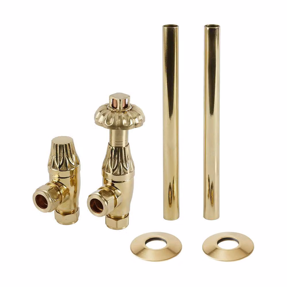 Set Tubi- Valvole Termostatiche Angolari Stile Antico - Ottone lucido - Kit completo - Regent