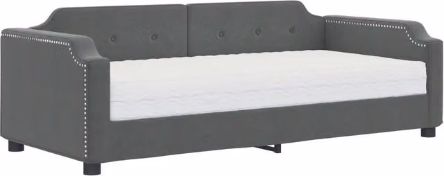Divano letto | Sof¨¤ letto | Letto singolo con Materasso Grigio Scuro 80x200 cm in Tessuto