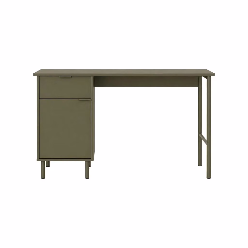 Scrivania moderna in legno e metallo verde con piano rettangolare per home office – 2