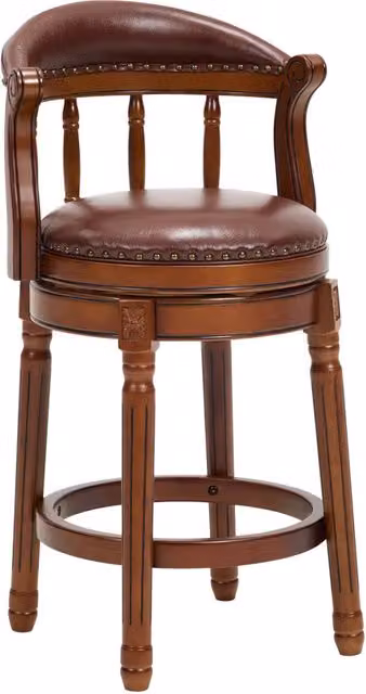 Sgabello da bar girevole 55,1 x 51,8 x 96 cm in pelle marrone con schienale