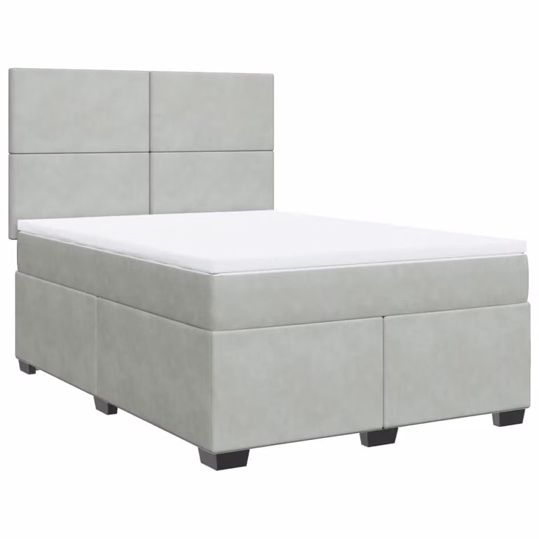 Giroletto a Molle con Materasso Grigio Chiaro 160x200cm Velluto