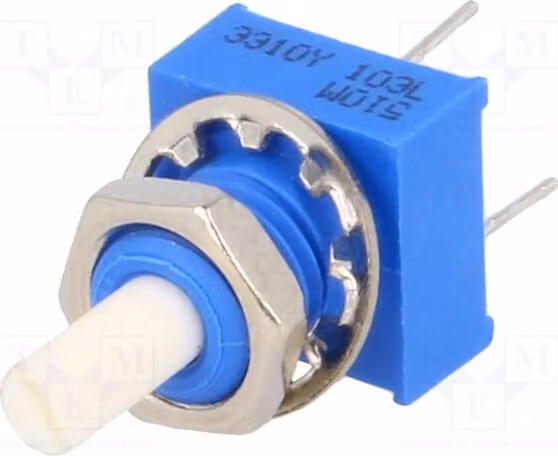 1 x Potenziometro: 1 giro, 10kΩ, 0,25W, tolleranza 20%, diametro albero 3,18mm, codice prodotto 3310Y-001-103L