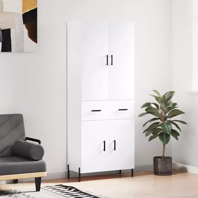 Credenza Bianca 69,5x34x180 cm in Legno Multistrato 3198153