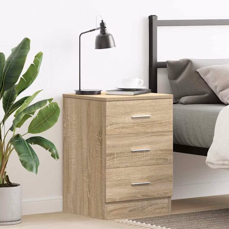 Comodino vidaXL in Rovere Sonoma e Legno Multistrato, L 38 cm x P 35 cm x H 56 cm