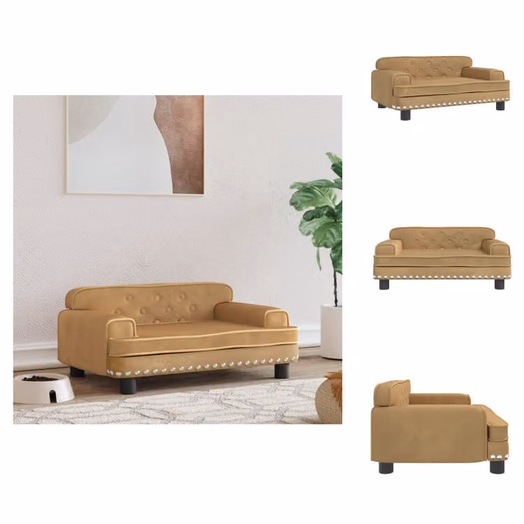 vidaXL Letto per cani marrone 70x45x30 cm in velluto - Letti per cani