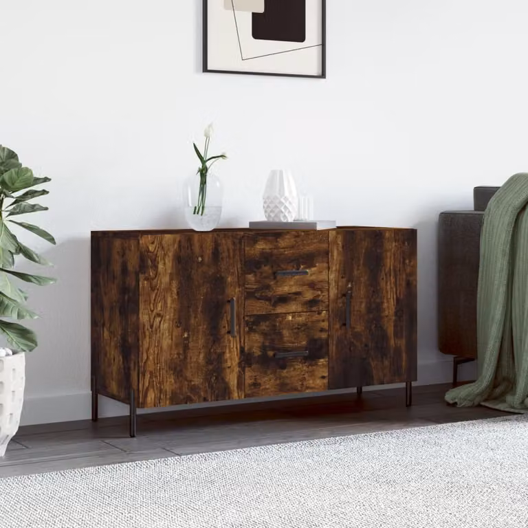 Credenza moderna vidaXL in legno multistrato color rovere fumo, L 100 x P 36 x H 60 cm