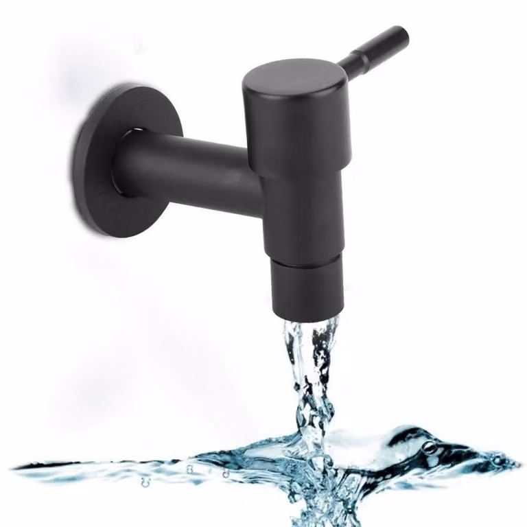 Rubinetto da incasso angolare, attacco G1/2, acciaio inossidabile nero, solo acqua fredda