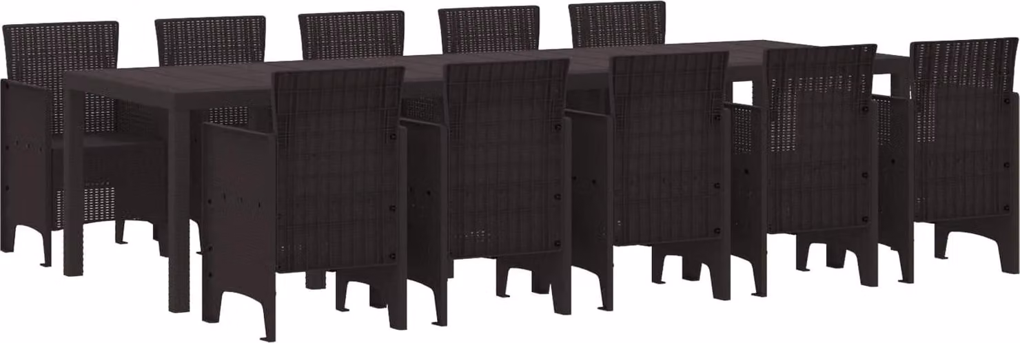 Maison Exclusive - Set da pranzo per esterno, 11 pezzi, rattan marrone