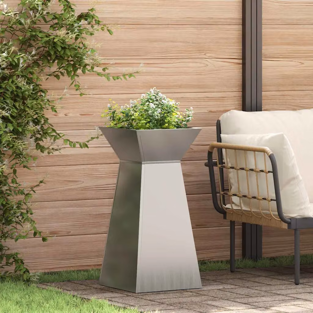 Vaso a pilastro vidaXL in acciaio zincato argento L/P/H: 35 x 35 x 73 cm