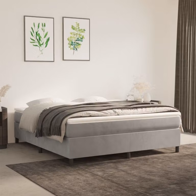 Maison Exclusive - Struttura Letto a Rete a Molle Grigio Chiaro 160x200 cm Velluto