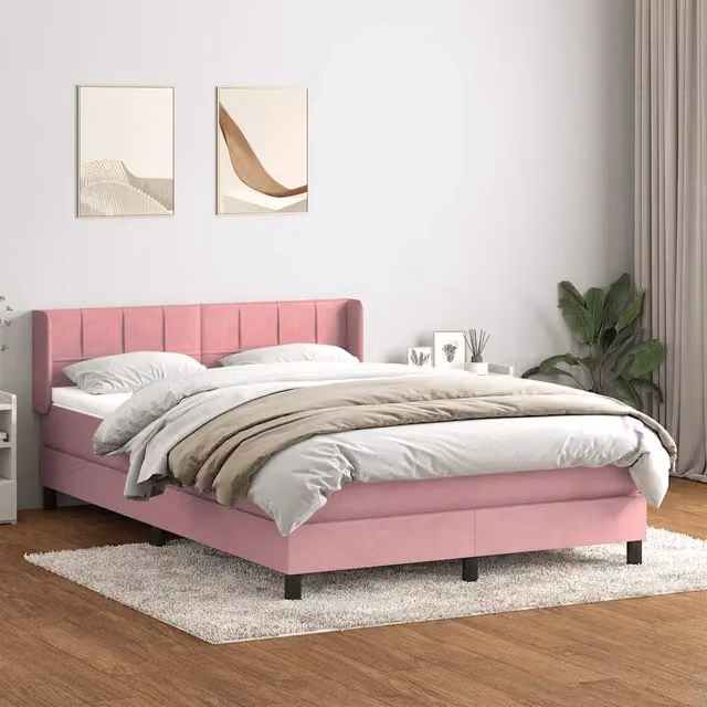 Giroletto a Molle con Materasso Rosa 140x220 cm in Velluto 3318158