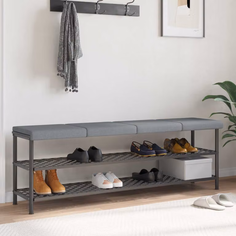 Set di 4 cuscini per panchina vidaXL in schiuma e poliestere, colore grigio chiaro, forma rettangolare, antiscivolo