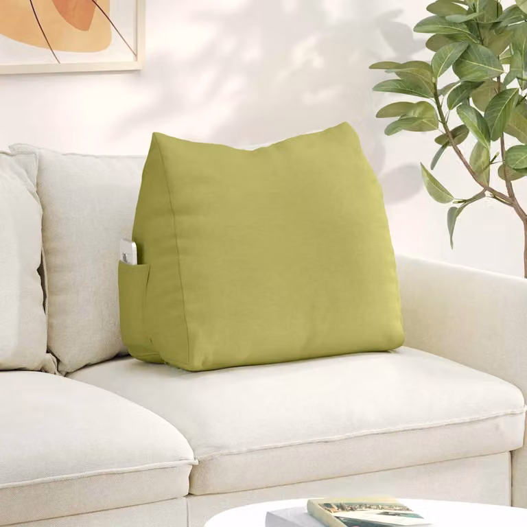 Cuscino a cuneo per la schiena vidaXL Verde chiaro con rivestimento rimovibile L: 60 cm, P: 20 cm, H: 50 cm