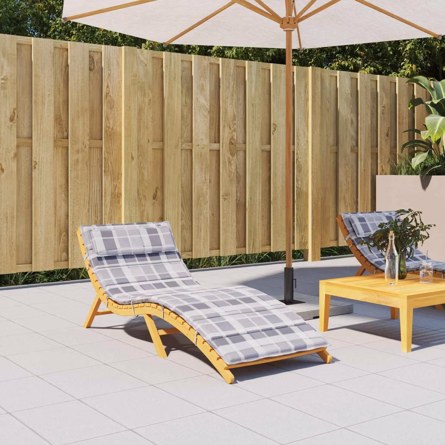 vidaXL Cuscino per Lounger Sole in Tessuto Oxford Multicolore e Grigio, L: 180 cm, P: 60 cm, H: 4 cm