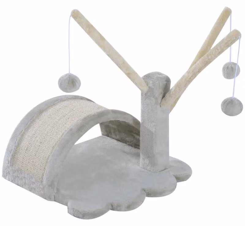 Albero per gatti con ponte in sisal e palline giocattolo | Colore: Grigio chiaro | Dimensioni: 38x38x40 cm